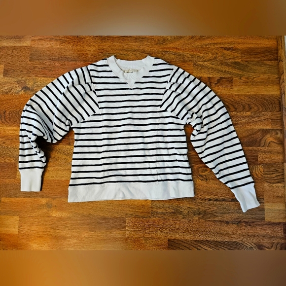 Sezane Alexa striped puff sleeve sweatshirt Small - Picture 2 of 3